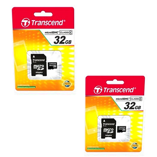 Transcend Samsung Galaxy GC100 Digital Camera Memory Card 2 x 32GB microSDHC Memory Card with SD Adapter (2 Pack)