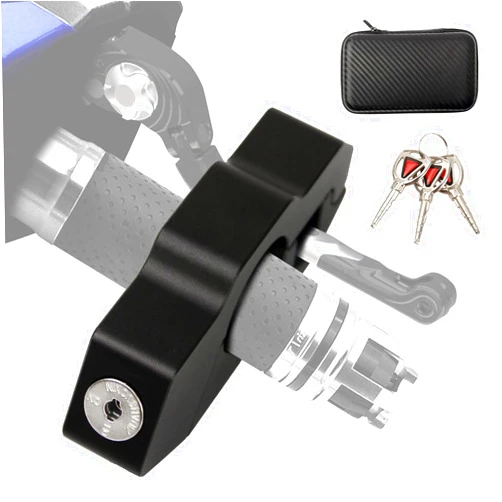 OPSOOPI Motorcycle Lock, Heavy Duty Motorcycle Handlebar Lock Anti Theft Throttle Lock for Motorcycles Scooter Moped Ebikes Dirt Bike with Box (Black)