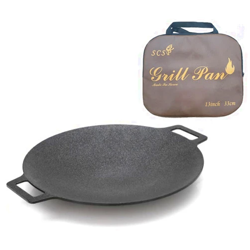 SCSP Korean BBQ Grill Non-stick Grill Circular size 13 inches[Bag included] Made In Korea/Natural Material 6 Layer Coating/Can be used for both home and outdoor stoves.