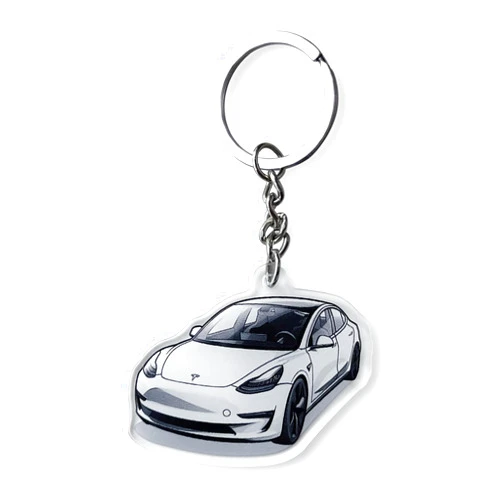 KIKIMO Keychain for Tesla Model 3 Model Y, Tesla Keychain, Acrylic Key Chain Key Ring for Model 3 and Model Y Accessories