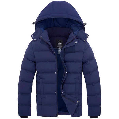 Wantdo Men's Hooded Winter Coat Warm Puffer Jacket Thicken Cotton Coat with Removable Hood