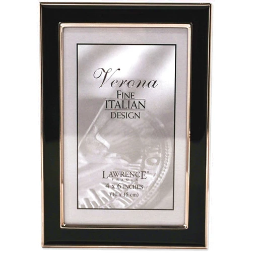 Lawrence Frames 586046 Silver Plated 4x6 Metal with Black Enamel Picture Frame