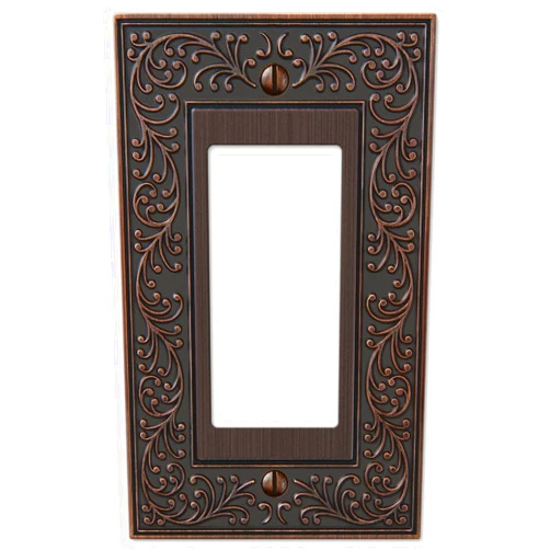 Amerelle 43RVB English Garden Wallplate, 1 Rocker, Aged Bronze