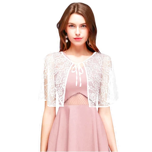 Campsis Bridal Lace Appliques Shawls White Wedding Wraps and Shawls Flower Lace-up Bride Cape Cover Up for Women and Girls