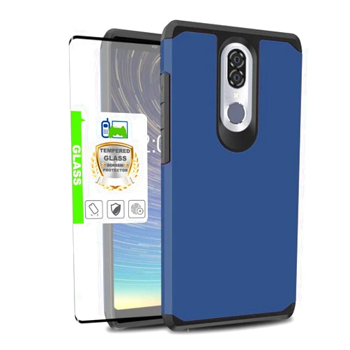 Telegaming for Coolpad Legacy Phone Case, with Tempered Glass Screen Protector, Slim Hybrid Armor Cover, Dual Layer Shockproof Shock Absorption for Coolpad Alchemy Slate Blue