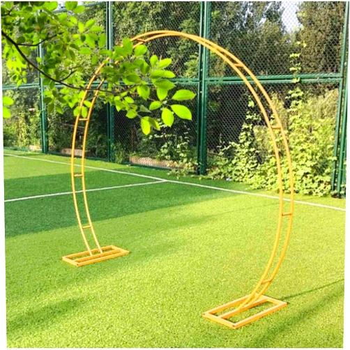 YLFFFZZZ Heavy Duty Metal Wedding Arch Round Rose Garden Arbor Archway with Bases Anti-Rust Circle Background Party Decoration Moon Gate(Size:2x2.4m,Color:Yellow)