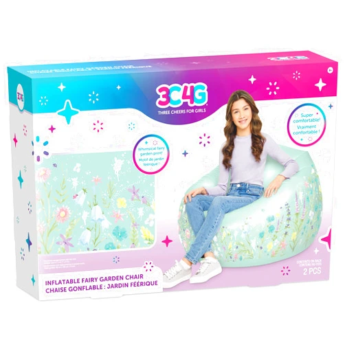 Make It Real 3C4G: Inflatable Fairy Garden Chair - Comfortable & Portable Blow Up Chair, Perfect for Outdoors & Indoors, Tweens, Girls & Kids Ages 8+, Three Cheers for Girls