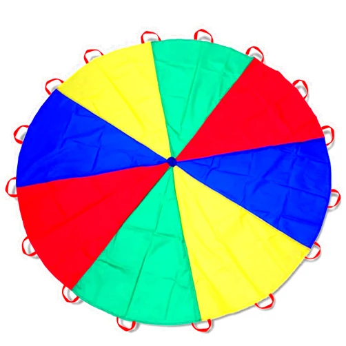 Dulousia Parachute 10ft - Kids Play Rainbow Gymnastics Parachute with Handles for Field Days Group Team Cooperative Games, Gym Class Parachute Birthday Church VBS Activity Supplies Children’s Toy