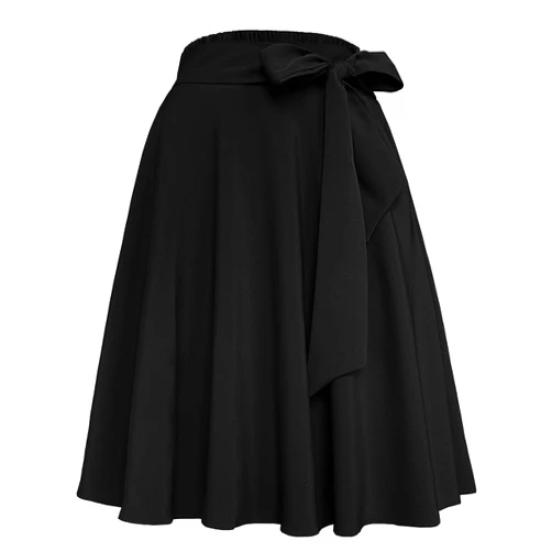 Afibi Womens Vintage High Waist A-Line Skater Skirt Flared Midi Skirt with Pockets