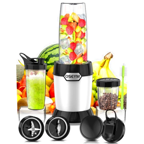OSEYM Blender for Shakes and Smoothies, Large Size Personal Blenders for Kitchen Max 1000W High Power with Blending and Grinding, Countertop Blenders with 2 * 27 Oz & 10 Oz BPA Free Travel Cup and Lid