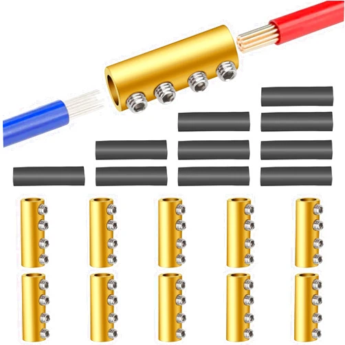Linkstyle 10pcs 6 AWG Gauge Wire Connector Nut Kit, 80A Quick Wiring Connection Terminal, Splicing Quick Wiring Connection Terminal, Circuit Connector Wire Connector with Screws and Heat Shrink Tube
