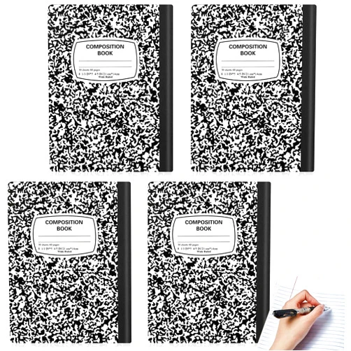 Gersoniel 4 Pcs Small Left Handed Composition Notebooks A5 Marble College Ruled Composition Notebooks 8.3