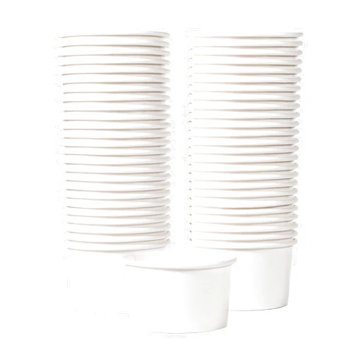 MATICAN Paper Ice Cream Cups - 50-Count 5.5-Oz Disposable Dessert Bowls for Hot or Cold Food, 5.5-Ounce Party Supplies Treat Cups for Sundae, Frozen Yogurt, Soup, White