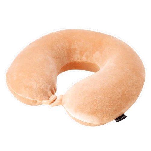 Brookstone Memory Foam Travel Neck Pillow for Vacations, Airplanes, Trains, Buses, and Cars, Khaki