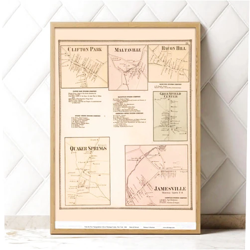 MG Global Historical Poster of Old Greenfield Center Jamesville 1866 Clifton Park Quaker Springs Saratoga Co. NY| 11x17 12x18 16x24 24x36 Unframed Print Wall Art Gift | Vintage Home Office Decor