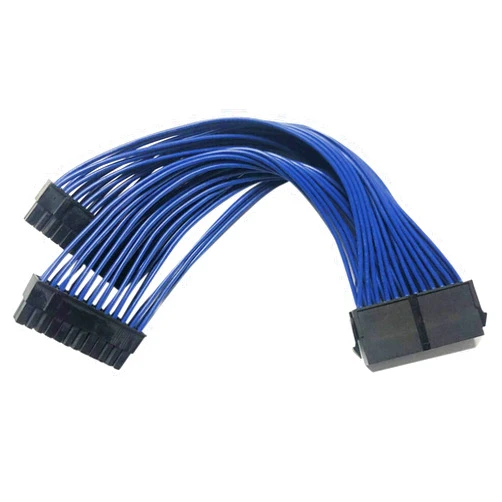 GinTai Power Supply Extension Cable PSU Male to Female Y Splitter Replacement for ATX 24Pin 1 to 2 Port 23.5cm