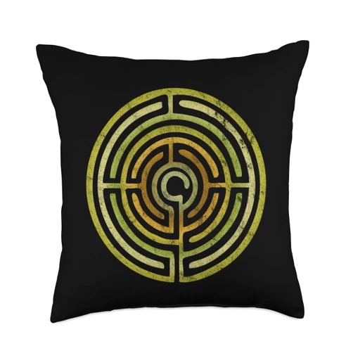 SPIRITUAL SIGNS AND SYMBOLS by yuma Labyrinth, protection symbol, magic, mystic, occult, mystery Throw Pillow