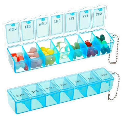 Skyless 2 Pack Weekly Pill Organizer, Large 7 Day Pill Box, Daily Vitamin Case Medicine Box,Pill Containers for Medicine Supplements Fish Oil (Blue)