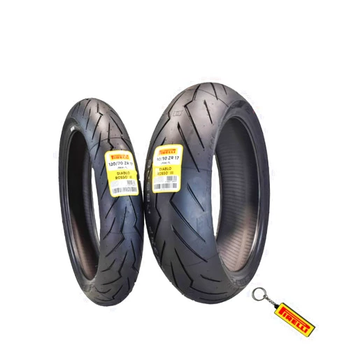 Pirelli Diablo Rosso III 120/70 ZR17 Front & 180/55 ZR17 Rear Motorcycle Tires with Keychain 120/70-17 180/55-17 (2 Pack)