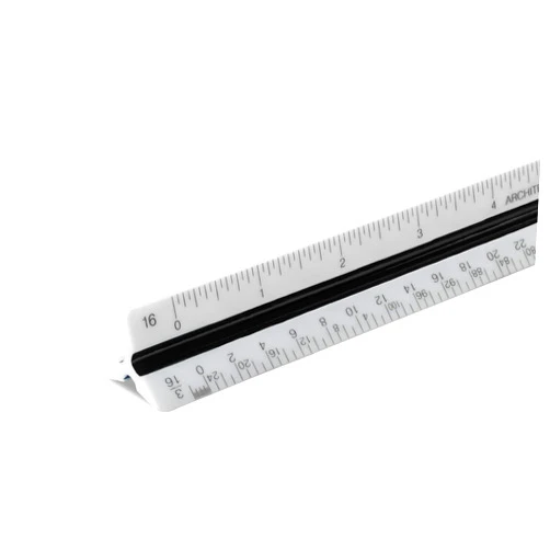 Pacific Arc Architect Triangle Scale Ruler 12 Inch with Acid Etched Markings Openly Divided by 3/32, 3/16, 1/8, 1/4, 3/8, 1/2, 3/4, 1, 1H, and 3 Inch to The Foot