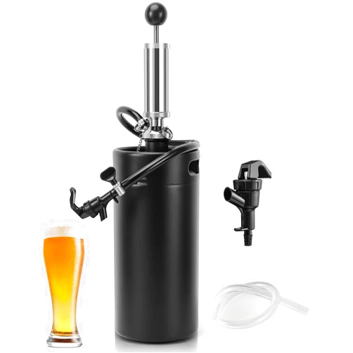 WELLBOM 128oz Growler Tap System, 3.6L Mini Keg Pump Beer Tap Draft Beer Dispenser Pressurized Growler Beer Keg Party Pump Picnic Pump Hand Pump
