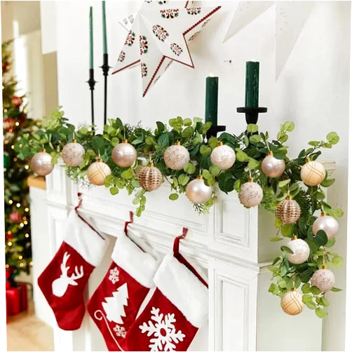 Merihouse Christmas Ornaments 6 Pack, Rose Gold Hanging Decorations for Xmas Tree Wreath Garland