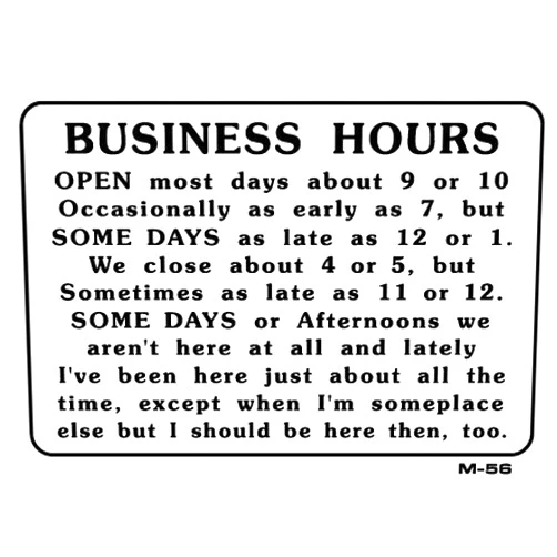 Alotta Signs BUSINESS HOURS 7x10 Heavy Duty Plastic Sign