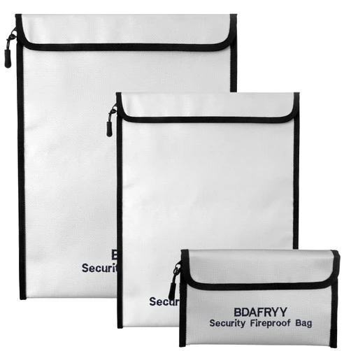 BDAFRYY 3 Pcs Fireproof Waterproof Money Important Document Bag(2000℉),Fire Proof Bag for Documents,Fire Proof Money Bag for Cash,for A4 A5 Documents Holder,Cash,Passport,Tablet,Laptop,File,Jewelry