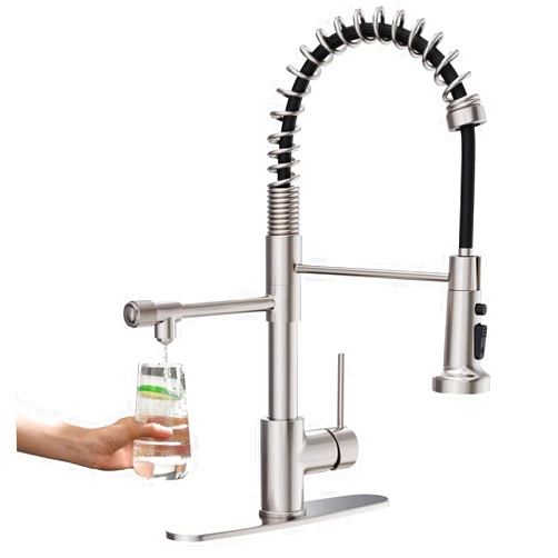 GIMILI Filter Kitchen Faucet for Water Filtration System Drinking Water Faucet 3 in1 Commercial Style Pull-Down Single Handle, Brushed Nickel,Without Water Filtration Device