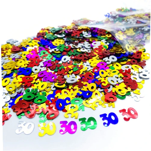 JNSAXMI 30 Confetti Birthday Party Confetti Number 30 Sequins 30th Anniversary Party Glitter Metallic Foil Table Scatter for Party Table Decoration Supplies or DIY(Color)
