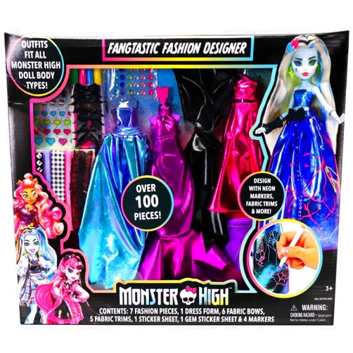 Tara Toys Monster High Fashion Designer Set DIY Doll Clothing Craft Kit for Kids with Stickers, Fabric, Sketchbook & Tools Creative Gift for Girls Ages 6+