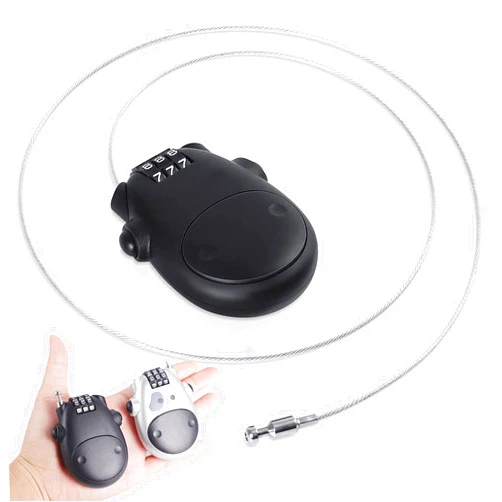 DayDup Bike Lock Cable Bicycle Lock Luggage Lock 30-inch Retractable Portable Cable Combination Lock, Multi-Purpose Lock For Outdoor Cycling Locking Bikes, Luggage, Valuables, Helmets, Backpacks-Black