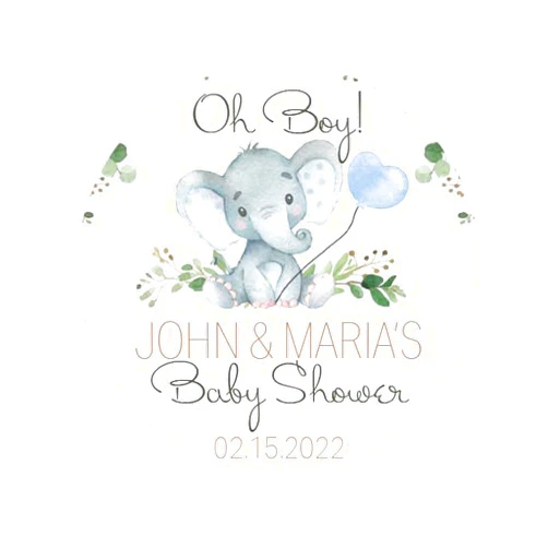 Creationz By Dyva 40 Blue Elephant Baby Shower Stickers, baby shower favors, Elephant Baby Shower Favor Stickers - Greenary Baby Shower - Baby Shower Blue Elephant - Elephant Blue Stickers- thank you Elephant Baby