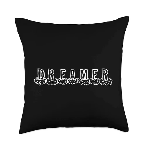 Day Dreamer In The Clouds Dreamer Cute Fluffy Clouds Rainbow Daydreamer Imagination Throw Pillow, 18x18, Multicolor