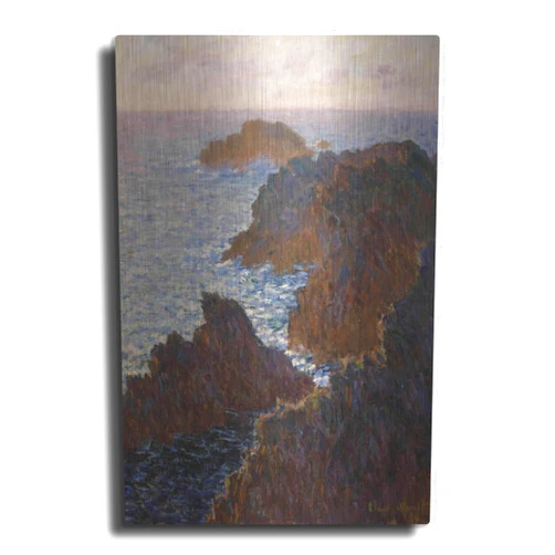 Luxe Metal Art 'Rocks At Belle Isle, Port Domois' by Claude Monet, Metal Wall Art, 12