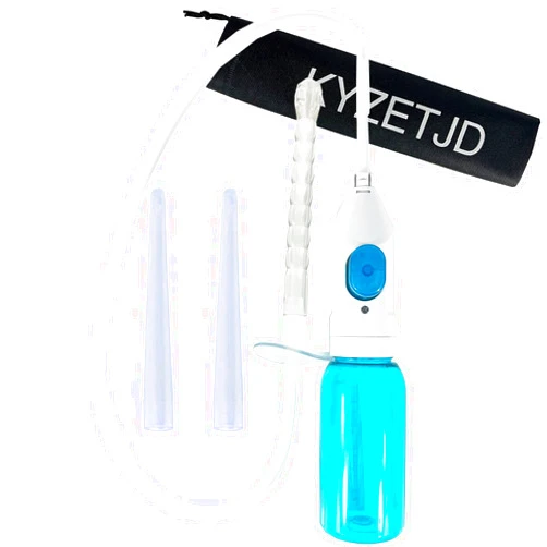 KYZETJD Back-Flow Enema Bottle Kit Anal Douche Cleaner for Men Women with 100ml Peri Bottle 19.7in Silicone Hose 3 Replaceable Nozzle