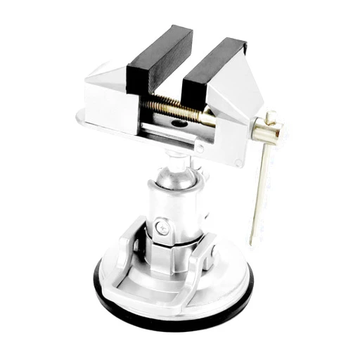 QWORK Portable Vacuum Base Vise with Multi-Angle Rotation - 3.15