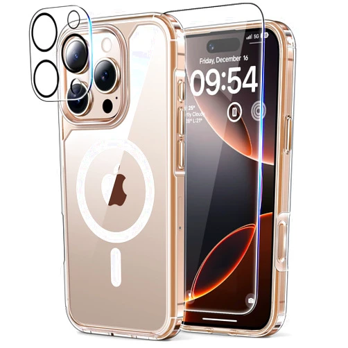 TAURI 5 in 1 for iPhone 16 Pro Max Case, Compatible with MagSafe [Not-Yellowing] with 2X Screen Protector + 2X Camera Lens Protector, Military-Grade Protection, Magnetic Case for 16 ProMax 6.9