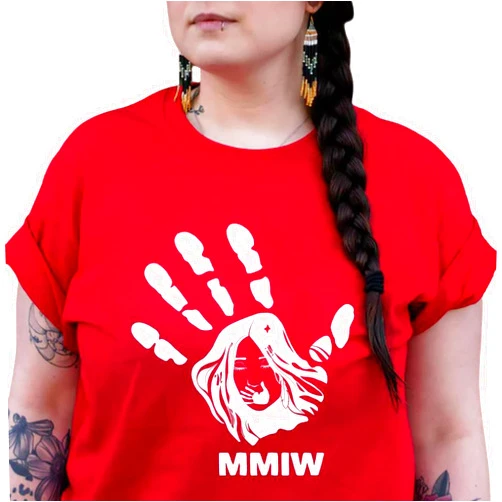 Handmade MMIW Shirt, No More Stolen Sisters, I Wear Red for My Sisters, Missing and Murdered Indigenous Women, Red Handprint, Native American Tee, Awareness, Justice (Style 6)
