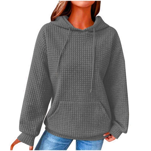 Ceboyel Women Waffle Knit Cute Hoodies Drawstring Pullover Sweatshirts Fashion Casual Sweaters Comfy Fall Clothes Outfits