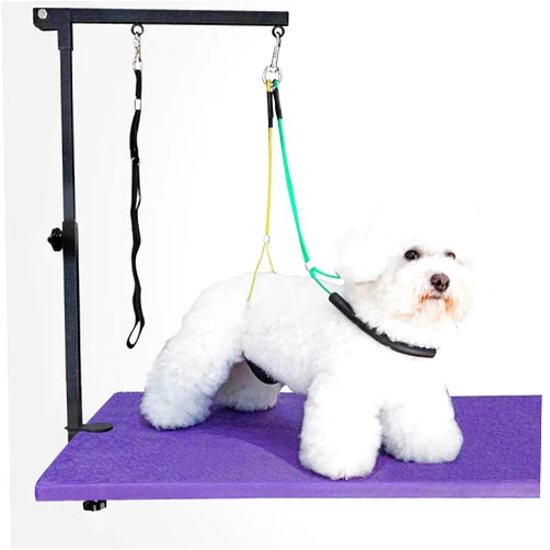 Wikdey Adjustable Dog Grooming Arm with Clamp,2 No Sit Haunch Holder&Loop Noose,Adjustable Height,Foldable Dog Grooming Table Arm for Small Dogs&Puppies,Arm for Grooming Tables,Pet Grooming Stand