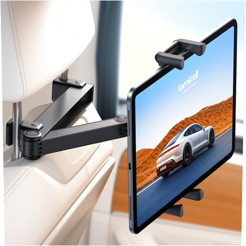 Lamicall Car Headrest Tablet Holder - [Lockable] [Thick Case Friendly] [Foldable Clip] Car Backseat Tablet Mount, Gifts Car Accessories for Kids, for iPad Pro, Air, Mini, 4.7-13