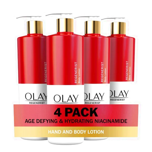 Olay Body Lotion for Women, Age Defying & Hydrating Dry Skin with Niacinamide 17 fl oz (Pack of 4)