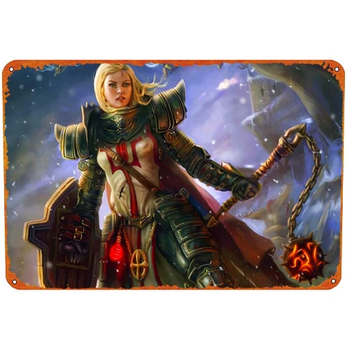 IEITB Crusader Diablo Iii: Reaper Of Souls Diablo Video Game Movie Poster Vintage Look Tin Metal Sign Wall Decoration 8x12 Inches