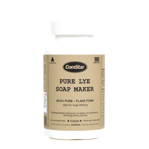 ComStar Pure Lye | 99% Pure Sodium Hydroxide Flakes for Soap Making | Industrial Strength, Easy to Handle, Odorless, Static-Free, Eco-Friendly | 1 Pound (30-525)