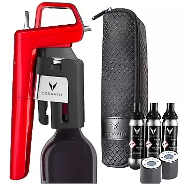 Coravin Model Six Advanced Wine Bottle Opener and Preservation System, Candy Apple Red