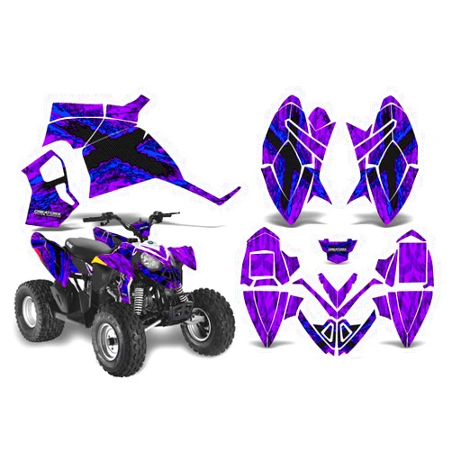 CreatorX Graphics Kit Decals Stickers for Polaris Outlaw 90 110 2002-2024 Graphics TribalX Blue Purple