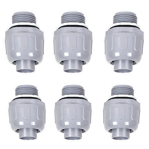 Yolleach 1-Inch 6 Pack Liquid Tight Connector, Yolleach Flexible Nonmetallic Electrical Conduit Connector, Straight PVC Conduit Connector, UL Listed