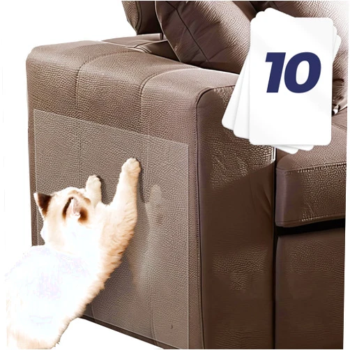 JOLLYJINKS 10 Pack Anti-Scratching Furniture Protector from Cat Claws - Single Sided Cat Scratch Couch Protector and Cat Scratch Deterrent Sticky Tape for Sofa