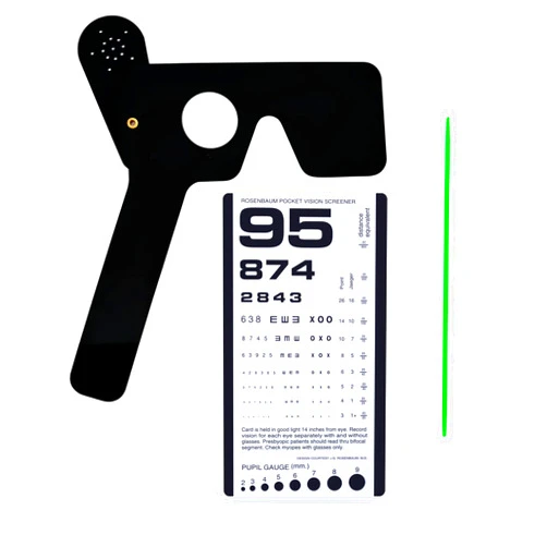 Ezyaid Lorgette Pinhole Occluder- Eye Occluder with Rosenbaum Pocket Eye Chart and Mini Hand Pointer for Eye Exam